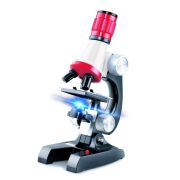Microscop RS Toys pentru copii, cu lumini si baterii, negru cu rosu SOLRS11067