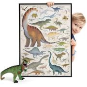 Puzzle pentru copii educational, Banana Panda Puzzlove Dinosaurs, 200 piese, specii dinozauri, format mare 68 x 48 cm SOLBP49257