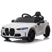 Masinuta electrica cu telecomanda bmw m4, 110x70x50 cm, varsta 1-5 ani, roti eva, scaun din piele eco, putere 90w - alb edeedibmwm4alb