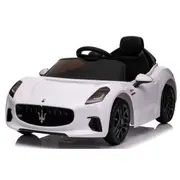 Masinuta electrica cu telecomanda maserati granturismo, 99x59.5x44 cm, varsta 1-4 ani, roti eva, scaun din piele eco, putere 90w - alb edeedimaseratigtalb