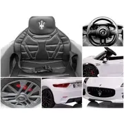 Masinuta electrica cu telecomanda maserati granturismo, 99x59.5x44 cm, varsta 1-4 ani, roti eva, scaun din piele eco, putere 90w - alb edeedimaseratigtalb