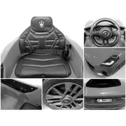 Masinuta electrica cu telecomanda maserati granturismo, 99x59.5x44 cm, varsta 1-4 ani, roti eva, scaun din piele eco, putere 90w - gri edeedimaseratigtgri
