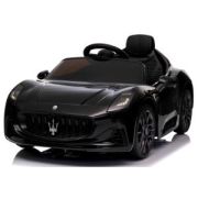 Masinuta electrica cu telecomanda maserati granturismo, 99x59.5x44 cm, varsta 1-4 ani, roti eva, scaun din piele eco, putere 90w - negru edeedimaseratigtnegru