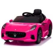 Masinuta electrica cu telecomanda maserati granturismo, 99x59.5x44 cm, varsta 1-4 ani, roti eva, scaun din piele eco, putere 90w - roz edeedimaseratigtroz