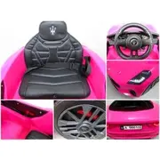 Masinuta electrica cu telecomanda maserati granturismo, 99x59.5x44 cm, varsta 1-4 ani, roti eva, scaun din piele eco, putere 90w - roz edeedimaseratigtroz