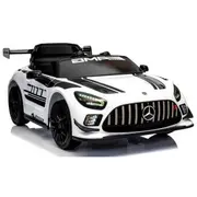 Masinuta electrica cu telecomanda mercedes gt3 evo, 114x69x45 cm, varsta 1-5 ani, roti eva, scaun din piele eco, putere 90w - alb edeedigt3evoalb