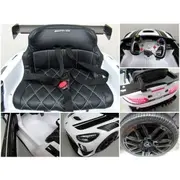 Masinuta electrica cu telecomanda mercedes gt3 evo, 114x69x45 cm, varsta 1-5 ani, roti eva, scaun din piele eco, putere 90w - alb edeedigt3evoalb