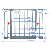 Poarta de siguranta din metal 79-105 cm r-sport s2 - gri edeedijlb328-2gri