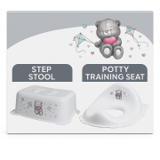 ,œ  Set Complet Reductor Toaleta  + Inaltator Baie Antiderapant, Bear Alb ,   Maltex Baby Pjbc1923-9798