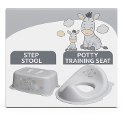 ,œ  Set Complet Reductor Toaleta  + Inaltator Baie Antiderapant, Zebra Gri,   Maltex Baby Pjbc1923-6829