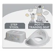 ,&oelig;  Set Complet Reductor Toaleta  + Inaltator Baie Antiderapant, Zebra Gri,   Maltex Baby Pjbc1923-6829