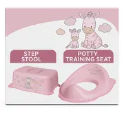 ,&oelig;  Set Complet Reductor Toaleta  + Inaltator Baie Antiderapant, Zebra Roz ,   Maltex Baby Pjbc1923
