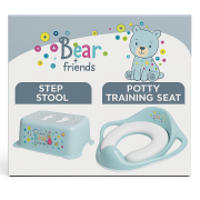 ,œ  Set Complet Reductor Toaleta Cu Colac Moale + Inaltator Baie Antiderapant, Bear And Friends Mint ,   Maltex Baby Pjbc674-c673