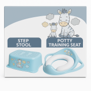 ,œ  Set Complet Reductor Toaleta Cu Colac Moale + Inaltator Baie Antiderapant, Zebra Blue ,   Maltex Baby Pjbc9416-c1434
