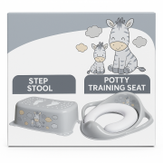 ,œ  Set Complet Reductor Toaleta Cu Colac Moale + Inaltator Baie Antiderapant, Zebra Gri ,   Maltex Baby Pjbc7964-c3874