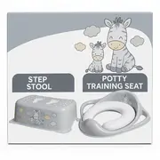 ,&oelig;  Set Complet Reductor Toaleta Cu Colac Moale + Inaltator Baie Antiderapant, Zebra Gri ,   Maltex Baby Pjbc7964-c3874