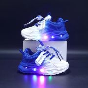 Adidasi in degrade, alb cu albastru, cu luminite - lilka md1234-1-sa53