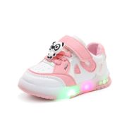Adidasi roz cu alb cu luminite - panda mds8001-2