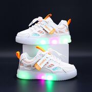 Adidasi albi cu dungi colorate si luminite md323-1-sa53