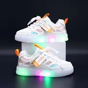 Adidasi albi cu dungi colorate si luminite md323-1-sa53