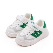 Adidasi albi cu insertii verzi pentru copii - mybaby mdbm05-3-de4