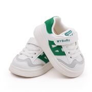 Adidasi albi cu insertii verzi pentru copii - mybaby mdbm05-3-de4