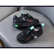Adidasi negri cu dungi colorate si luminite mb323-2-sa53