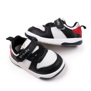 Adidasi negri cu insertii albe pentru copii - mybaby mdbm02-5-bo1