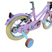 Bicicleta copii 3-6 ani HappyGirl KidsCare roz 14 inch – cu roti ajutatoare, frane de mana, cosulet, pentru fete SUPKC_HG14-pink