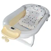 Cadita pliabila bej KidsCare, termometru, perna reductor, jucarii, protectie cap, cana pliabila SUPKC-CB311-beige