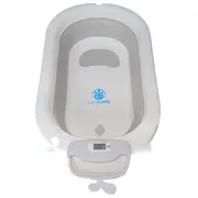 Cadita pliabila gri cu suport metalic KidsCare, termometru, perna reductor, jucarii, protectie cap, cana pliabila SUPKC-CB311-SUPORT-grey