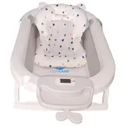 Cadita pliabila gri cu suport metalic KidsCare, termometru, perna reductor, jucarii, protectie cap, cana pliabila SUPKC-CB311-SUPORT-grey