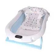 Cadita pliabila pentru bebelusi albastra KidsCare, termometru, perna reductor, jucarii, protectie cap, cana pliabila SUPKC-CB312-blue