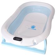 Cadita pliabila pentru bebelusi albastra KidsCare, termometru, perna reductor, jucarii, protectie cap, cana pliabila SUPKC-CB312-blue
