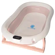 Cadita pliabila roz cu suport metalic KidsCare, termometru, perna reductor, jucarii, protectie cap, cana pliabila SUPKC-CB312-SUPORT-pink