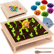 Puzzle din lemn, ferma, Kruzzel 22755, multicolor, 25 x 25 x 5, 8 cm SOLMAX22755