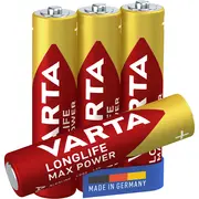 Baterii Varta Longlife Max Power, LR03, AAA, alcaline, 1.5 V, 4 bucati/set BPTCVR110002
