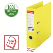Biblioraft Esselte No.1 Power Recycled, carton, 100% reciclat, reciclabil, certificare FSC, A4, 75 mm, galben BPTCSL007566