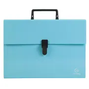 Mapa tip proiect cu maner Exacompta Aquarel, carton, A4, 18 compartimente, albastru BPTCFA056762