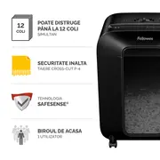 Distrugator documente Fellowes LX85, cross cut, 12 coli, negru BPTCFW400801
