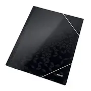 Mapa cu elastic Leitz WOW, carton laminat, A4, 250 coli, negru BPTCSL820095