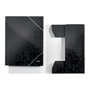 Mapa cu elastic Leitz WOW, carton laminat, A4, 250 coli, negru BPTCSL820095