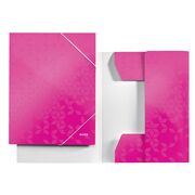 Mapa cu elastic Leitz WOW, carton laminat, A4, 250 coli, roz BPTCSL820023