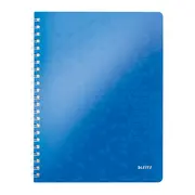 Caiet de birou Leitz WOW, PP, A4, cu spira, matematica, albastru metalizat BPTCSL020202