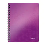 Caiet de birou Leitz WOW, PP, A5, cu spira, matematica, mov metalizat BPTCSL020806