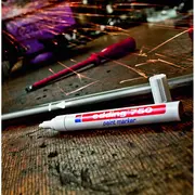 Marker permanent Edding 750, cu vopsea, corp metalic, varf rotund, 2-2-4 mm, albastru BPTCED7503