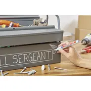 Marker permanent Edding 750, cu vopsea, corp metalic, varf rotund, 2-2-4 mm, albastru BPTCED7503