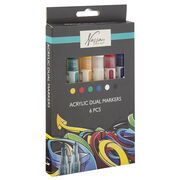 Set 6 markere cu capat dublu si vopsea acrilica Nassau Fine Art BPTCJK125531