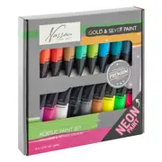 Tempera acrilica, Fine Art, 18 culori, culori fluo si metalice, 36 ml/culoare, BPTCJK141739