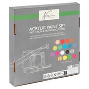 Tempera acrilica, Fine Art, 18 culori, culori fluo si metalice, 36 ml/culoare, BPTCJK141739